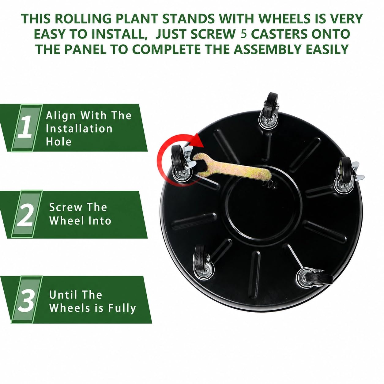 AyaLight top view with a heavy planter on the dolly illustrating secure support