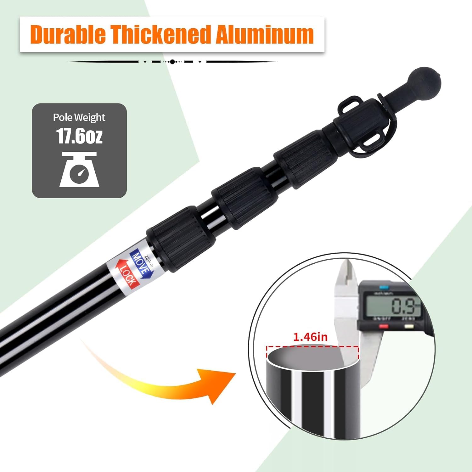 AYAMAYA close-up of rubber cap on pole providing slip resistance and secure hold