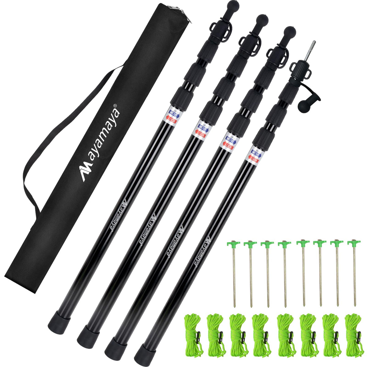 AYAMAYA front view of poles in pouch showing compact portability and durability