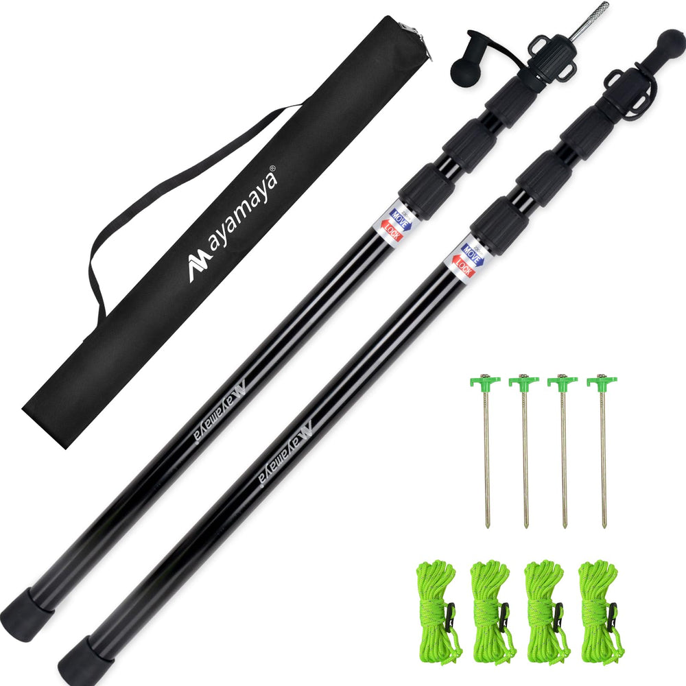 AYAMAYA front view of pole set showing compact carry bag and poles for easy transport