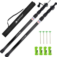 AYAMAYA front view of pole set showing compact carry bag and poles for easy transport