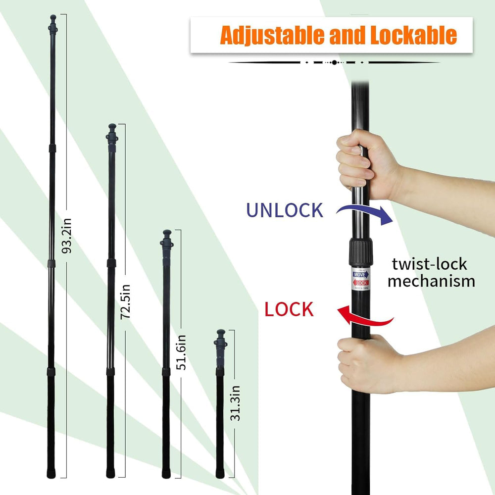 AYAMAYA detail of telescoping sections showing adjustable lengths and twist locks