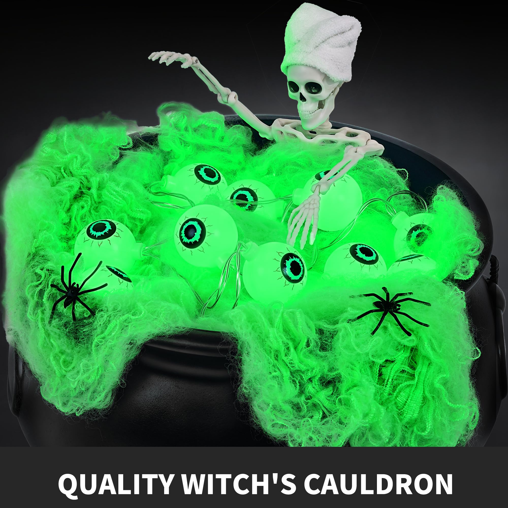 AYGXU skeleton in cauldron wearing shower cap adds quirky eerie charm