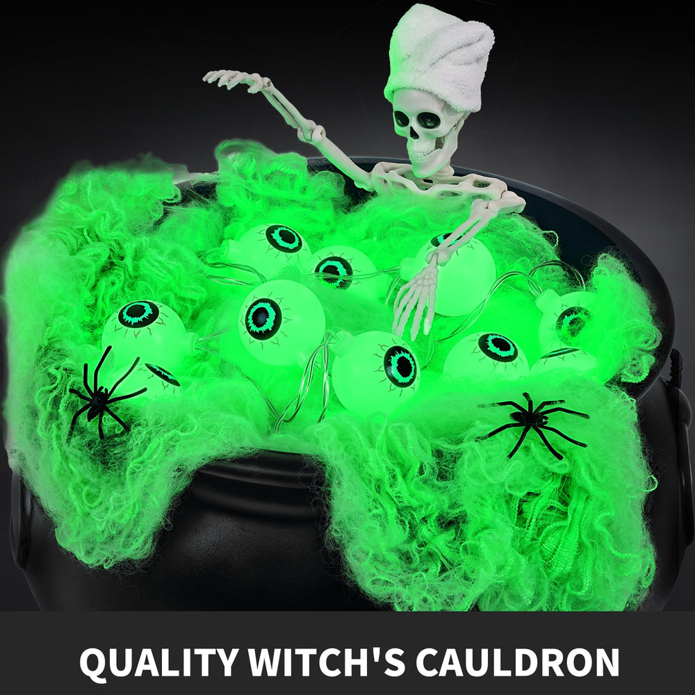 AYGXU skeleton in cauldron wearing shower cap adds quirky eerie charm
