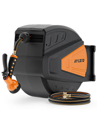 Ayleid front view reel mounted on wall showing compact storage and tidy hose