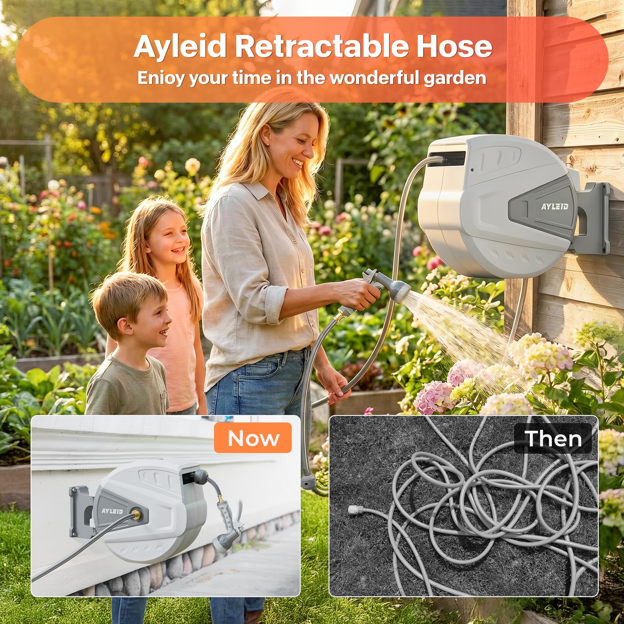 Ayleid hose material close-up showing hybrid rubber flexibility and season-proof benefit