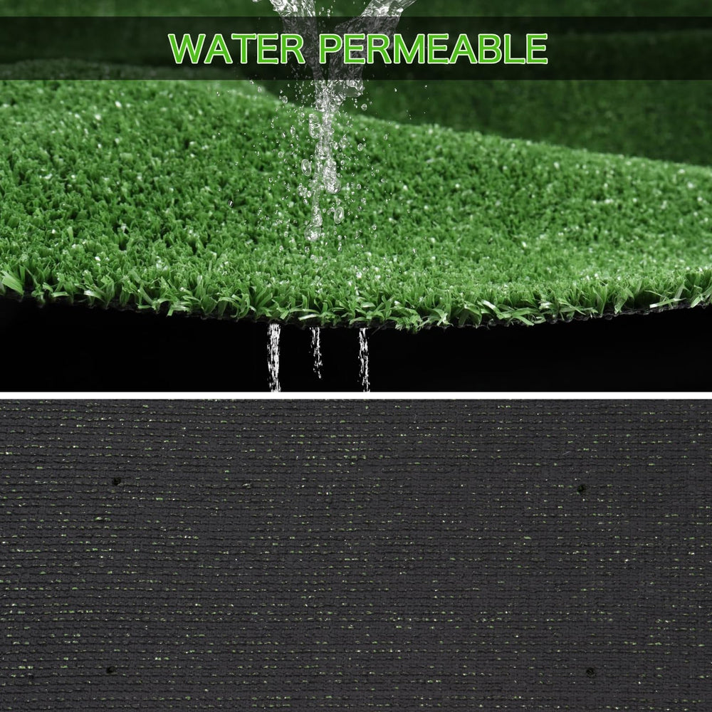 A AYOHA HOME&GARDEN rubber backing with drainage holes showing quick water runoff benefit