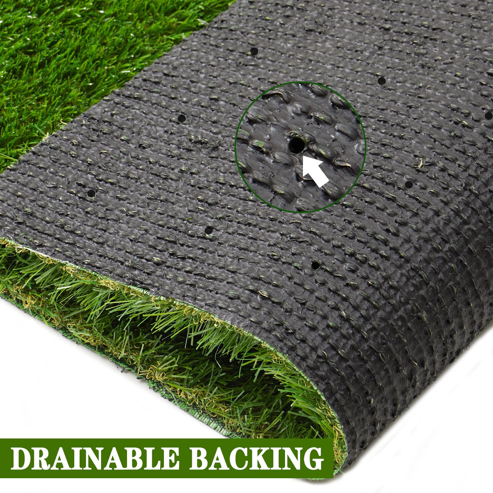 AYOHA dog playing on turf showing pet-friendly, cushioned play surface