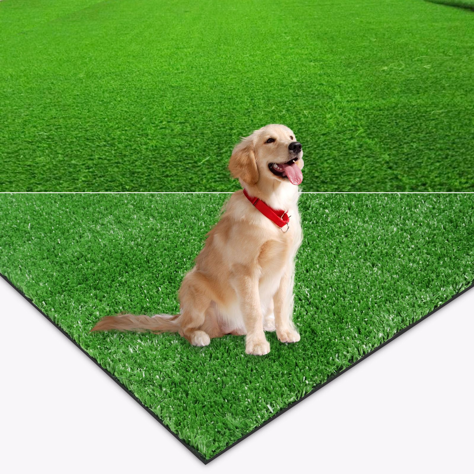 A AYOHA HOME&GARDEN front view of 4x6 artificial grass mat showcasing neat edges and color benefit
