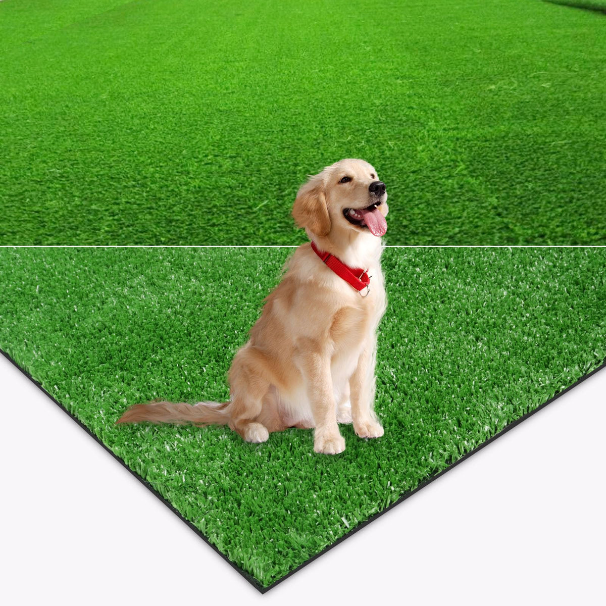 A AYOHA HOME&GARDEN front view of 4x6 artificial grass mat showcasing neat edges and color benefit