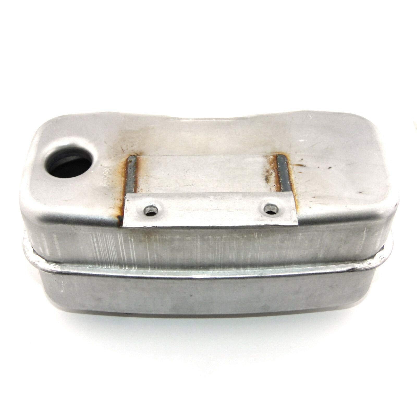 AYP muffler front view showing fitment holes and OEM quality benefit