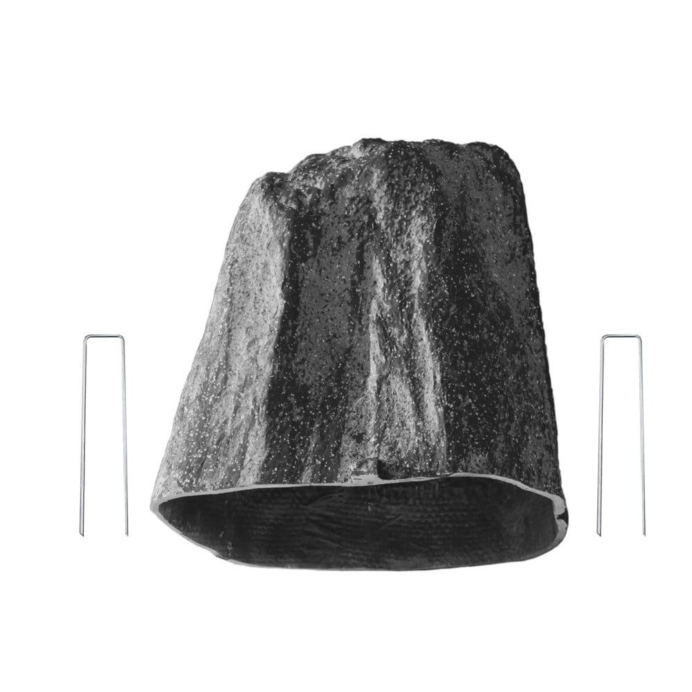 Aytupotin front view grey rock cover blends with yard and conceals fixtures