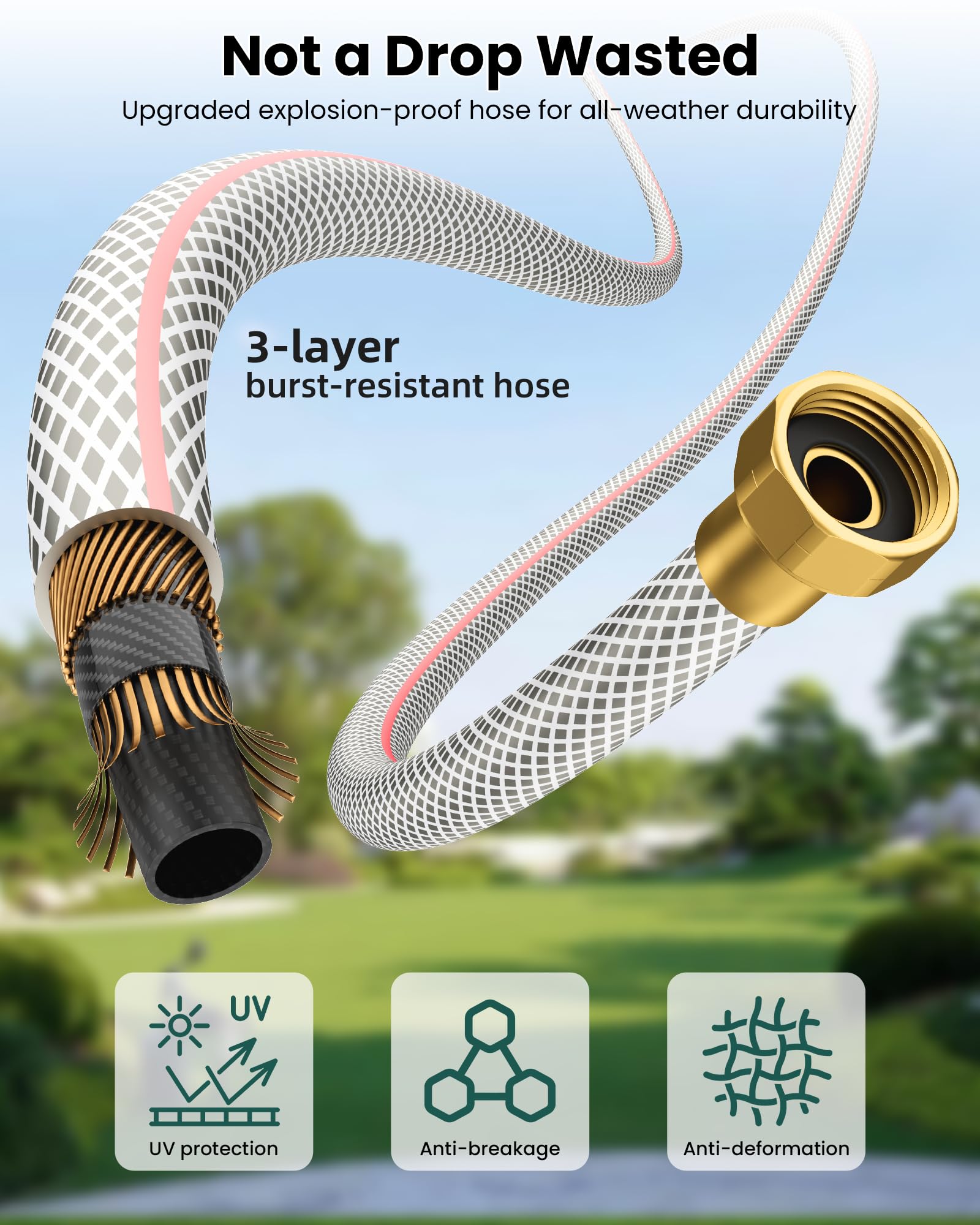 AYURA upgraded quick connector detail ensuring drip free secure water connection