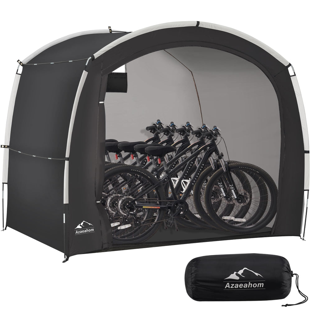 Azaeahom front view of XL bike storage shed protecting bicycles outdoors