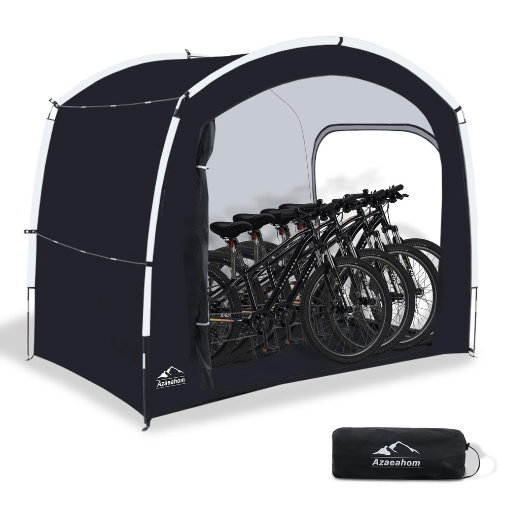 Azaeahom front view assembled shelter showing weather protection