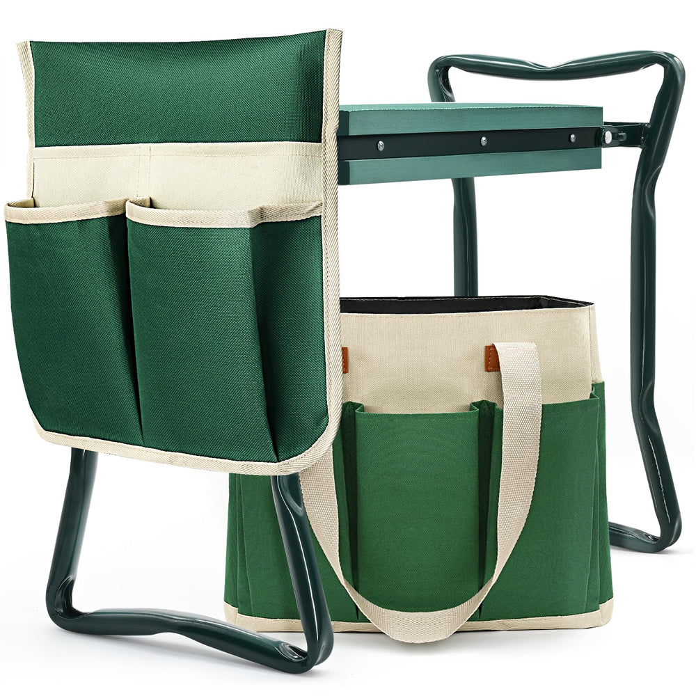 AZBESTPRO front view of foldable garden stool showing sturdy seat and frame, comfort benefit