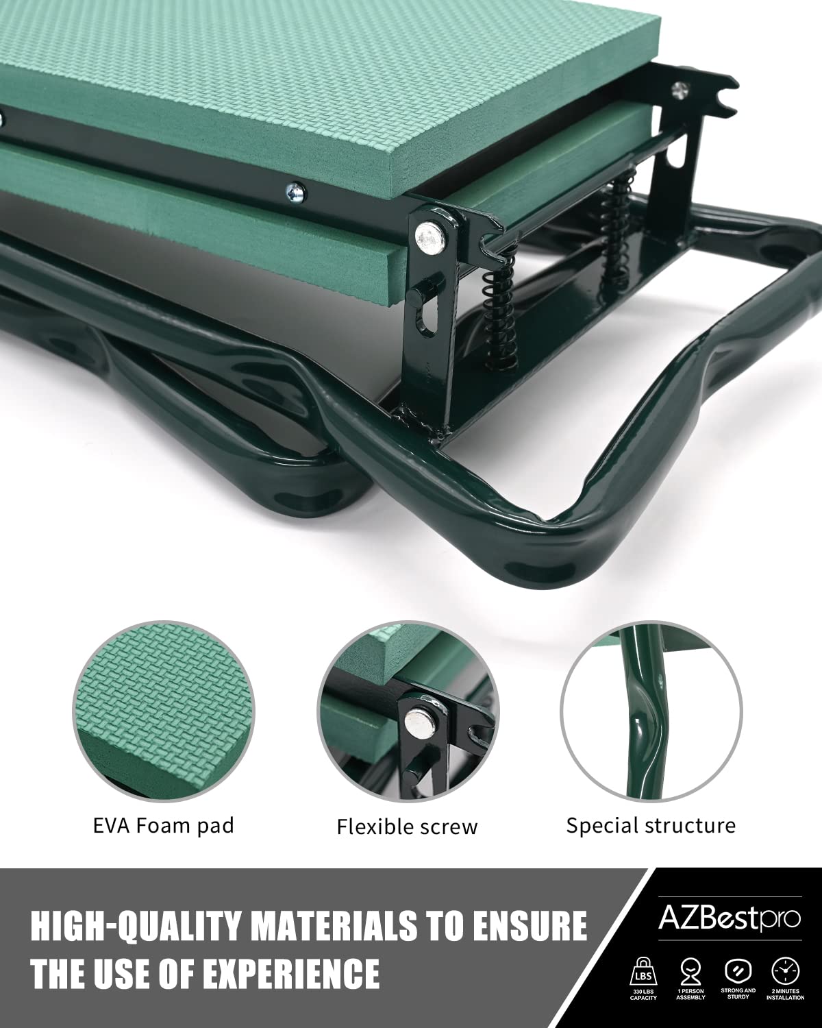 AZBESTPRO gardener sitting on seat using tools, reducing bending and improving comfort