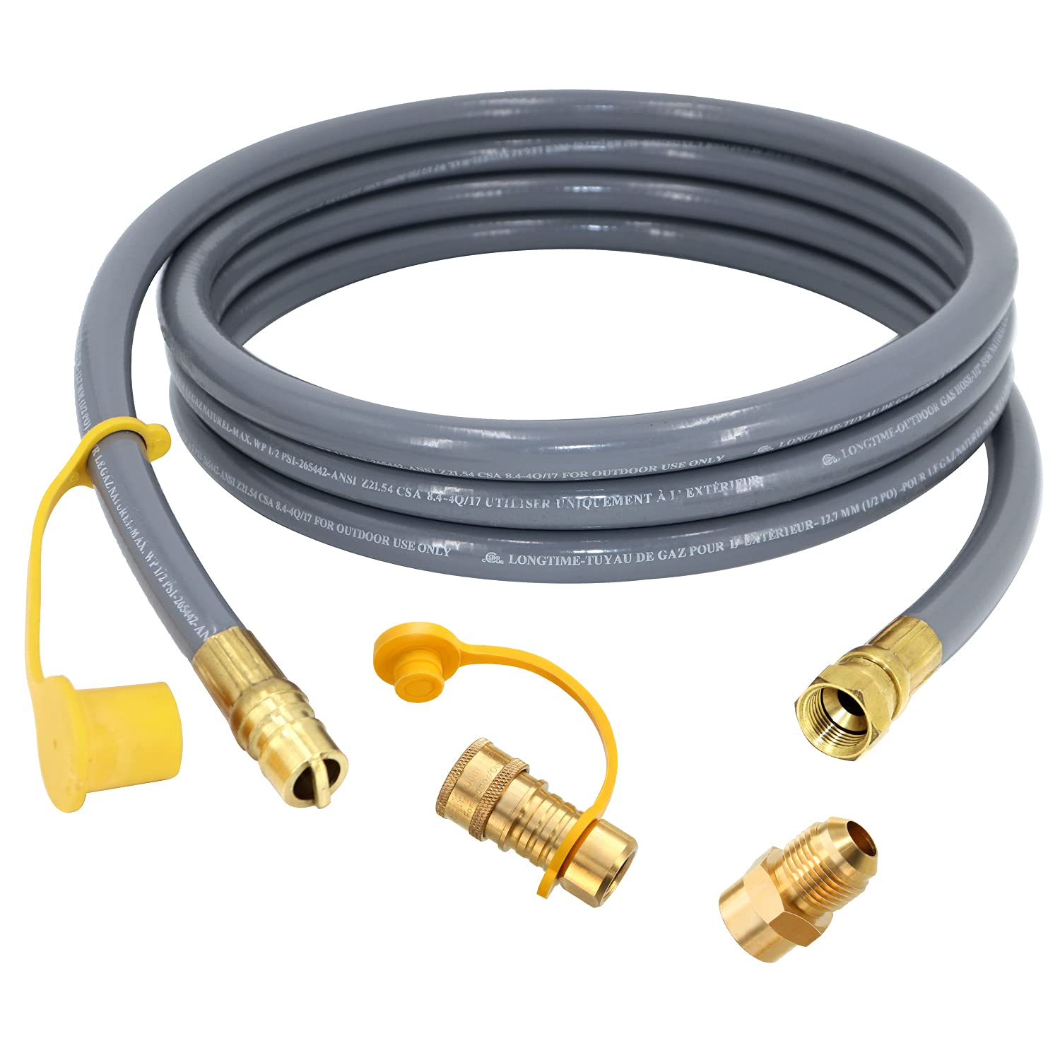 Azdele front packaging showing hose and included fittings for quick identification and reliability