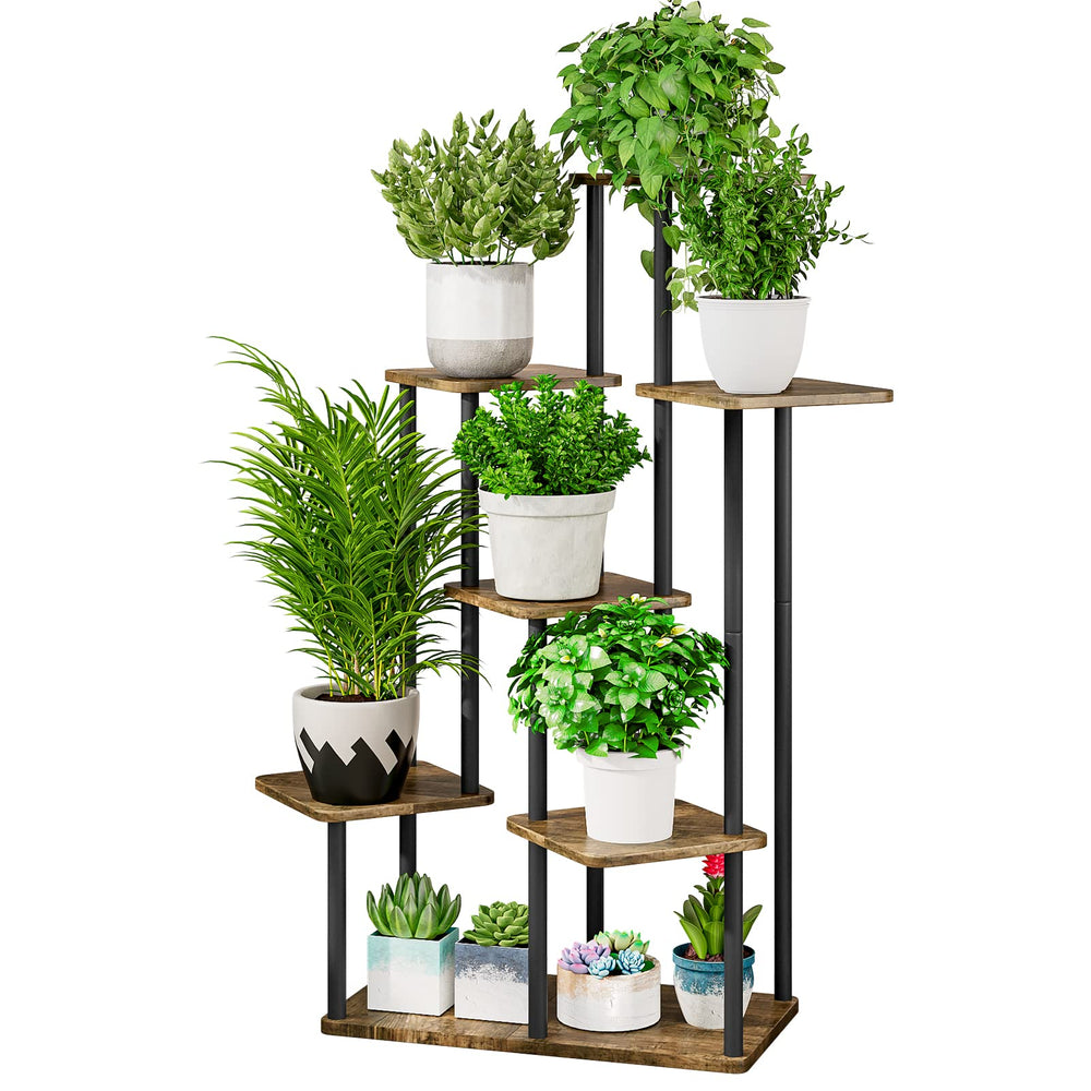 AZERPIAN front view showing full 7 tier corner plant stand and organized display