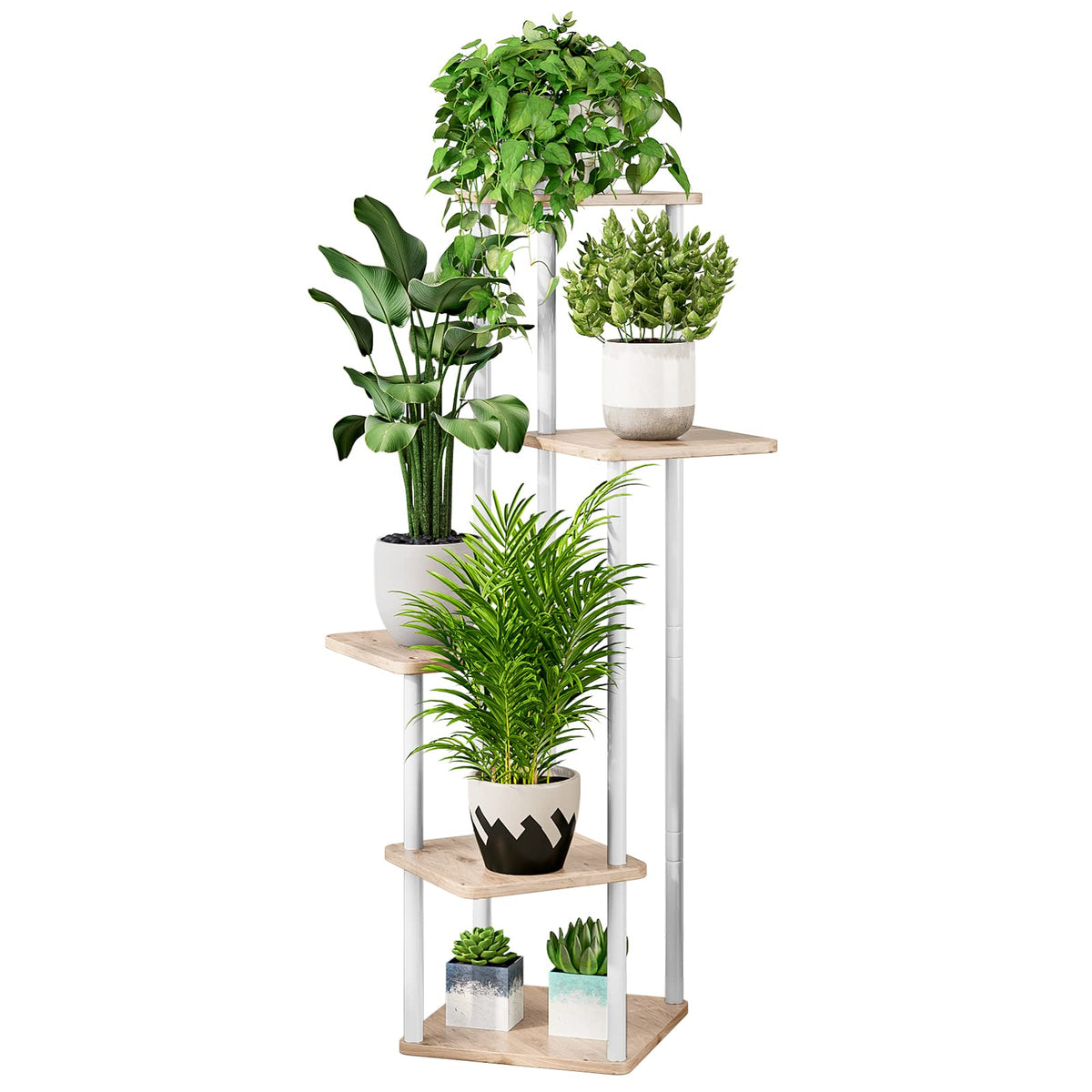AZERPIAN front view showing five-tier corner stand for neat vertical plant display