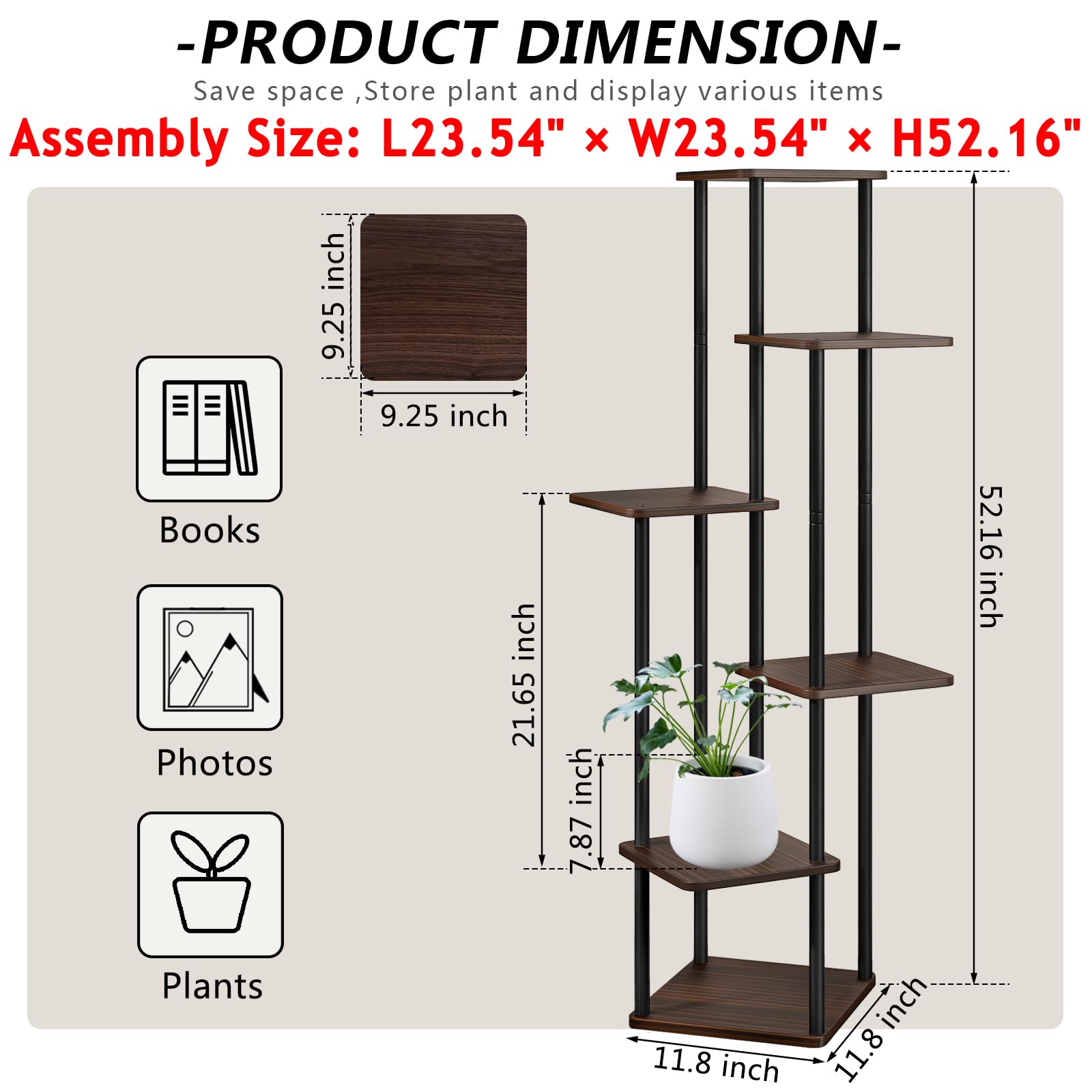 AZERPIAN plant stand styled in living room to save floor space and brighten a corner benefit