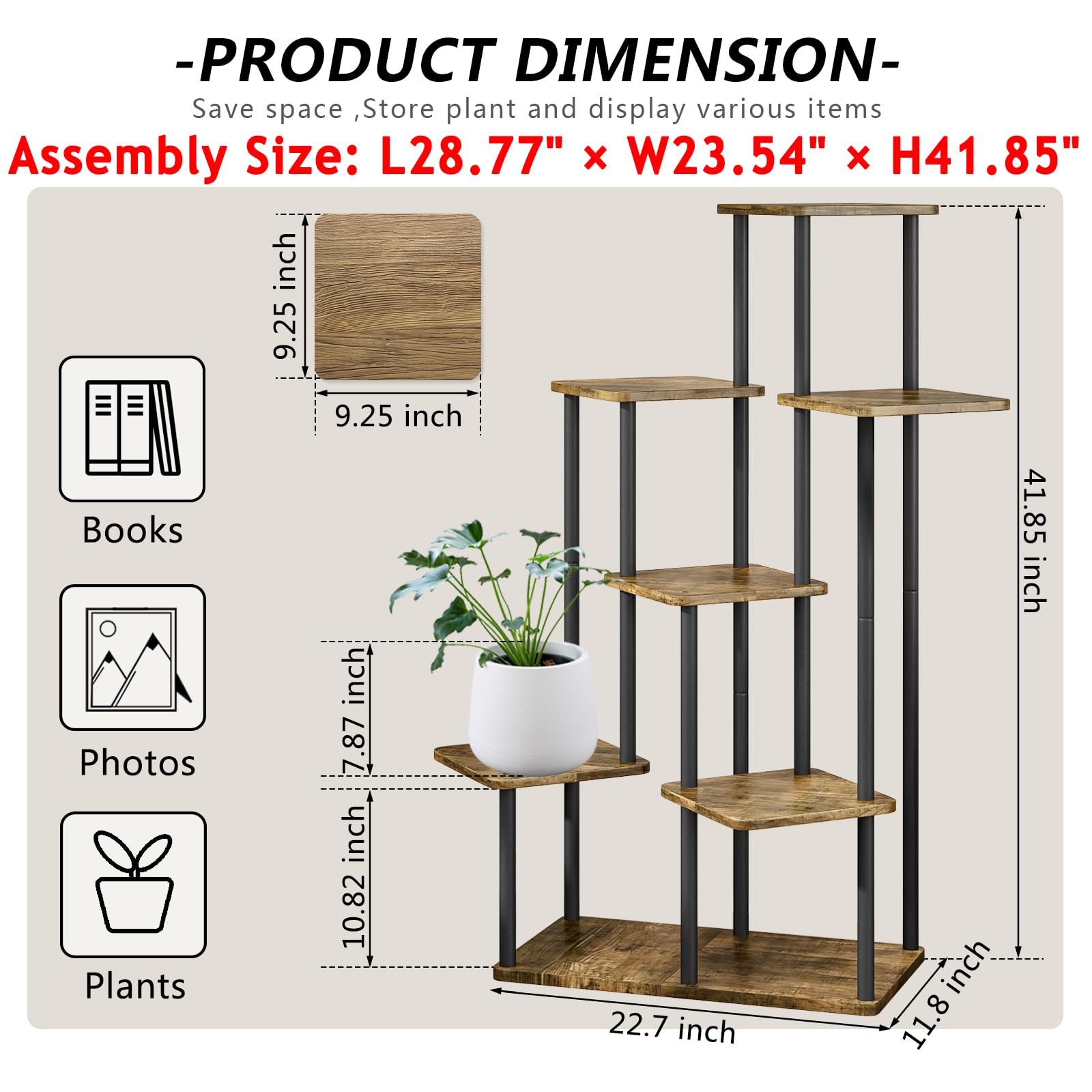 AZERPIAN plant stand in living room illustrating space-saving vertical display