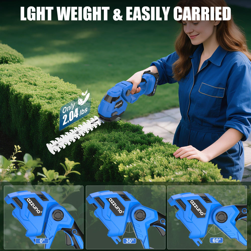 AZZUNO adjustable head at 45 degrees demonstrating versatile cutting angles