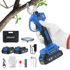 AZZUNO front view showing compact cordless pruner and portability benefit