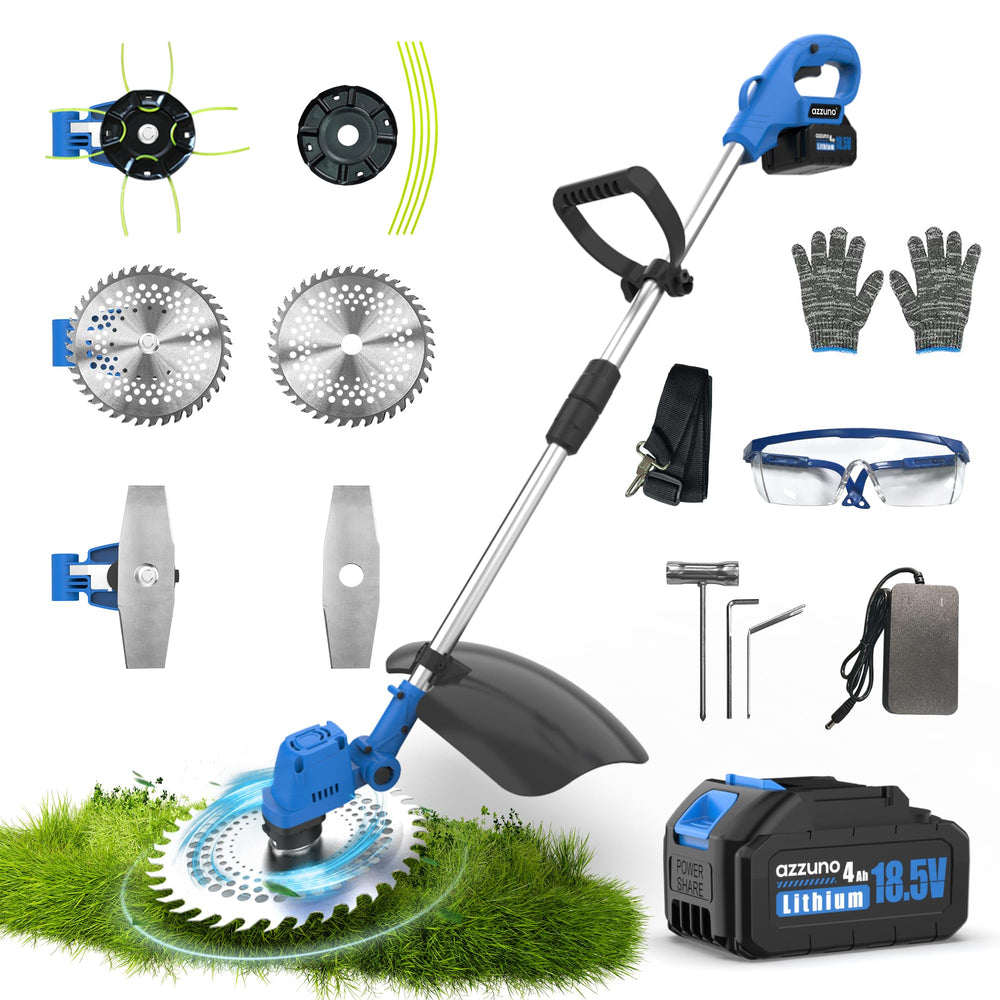 AZZUNO trimmer front view showing compact design and cutting head benefit portability