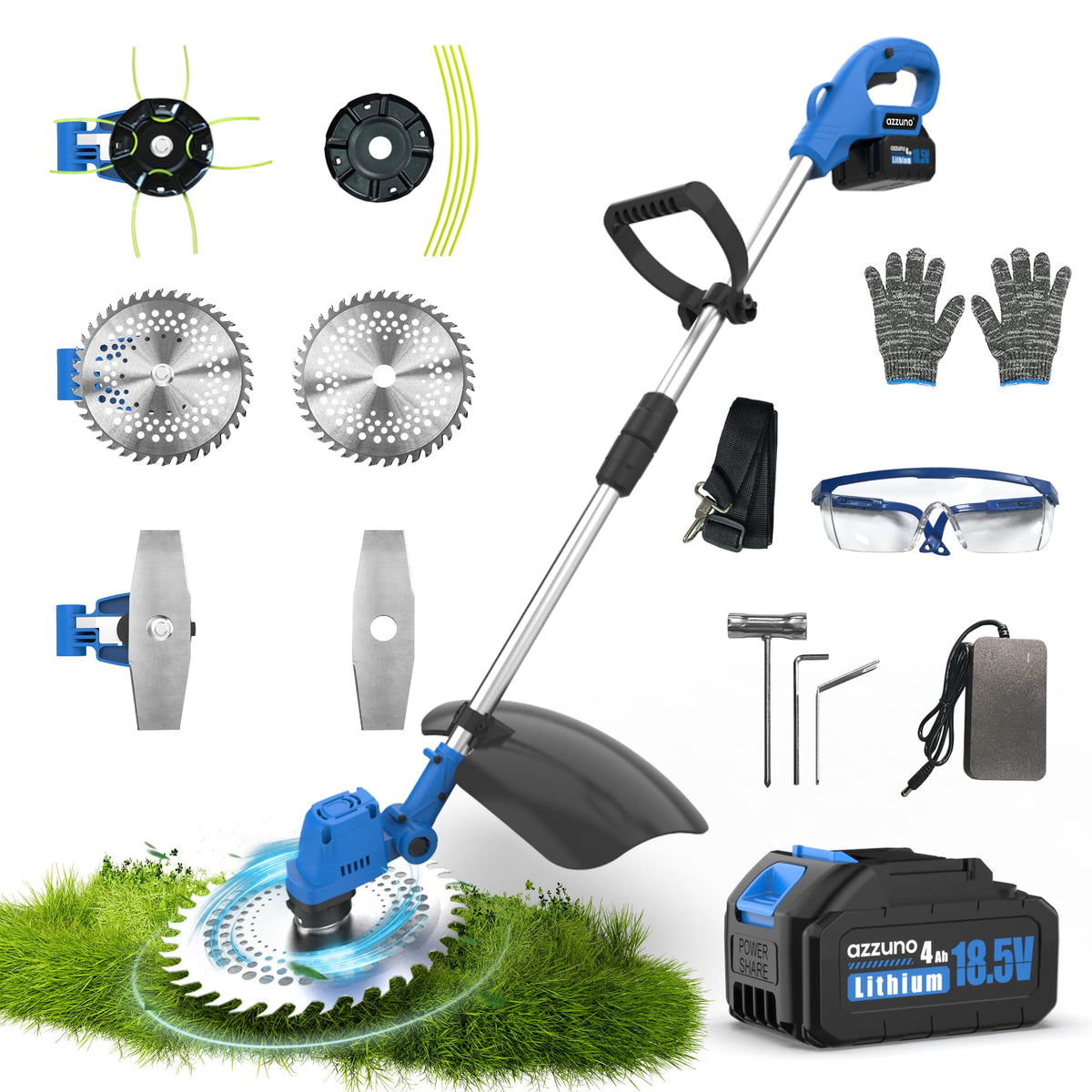AZZUNO trimmer front view showing compact design and cutting head benefit portability