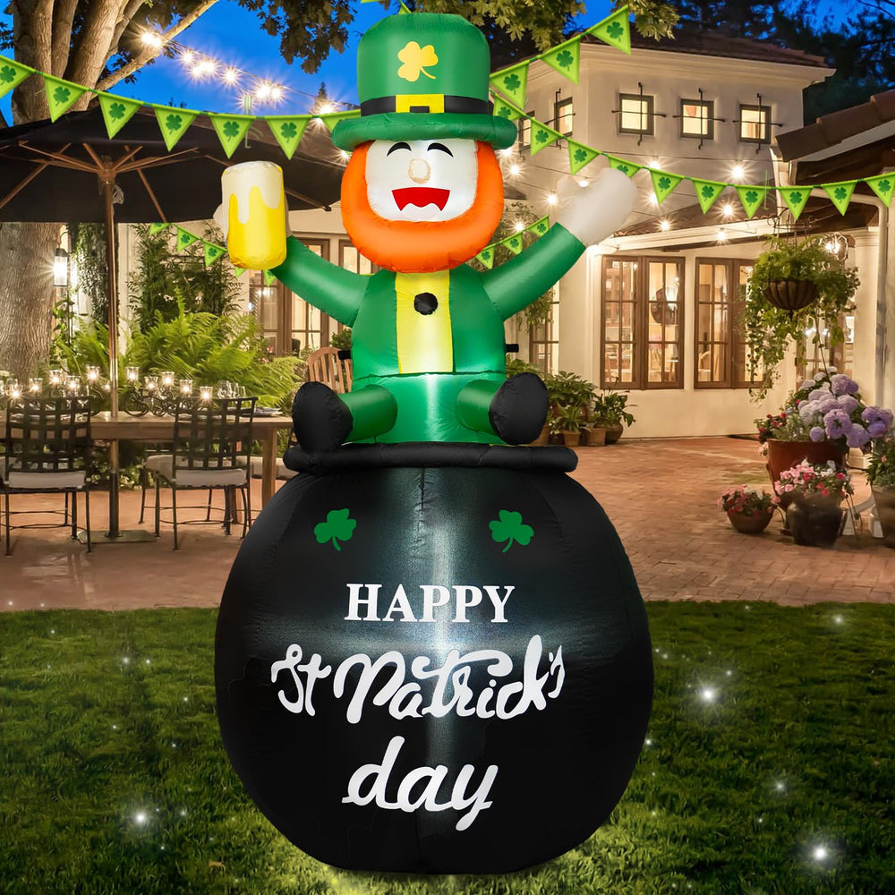 B&D leprechaun in lawn party setting illustrating festive atmosphere