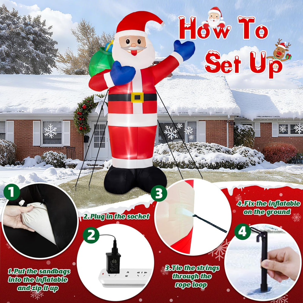 B&D Santa beside adult showing scale and impressive yard presence