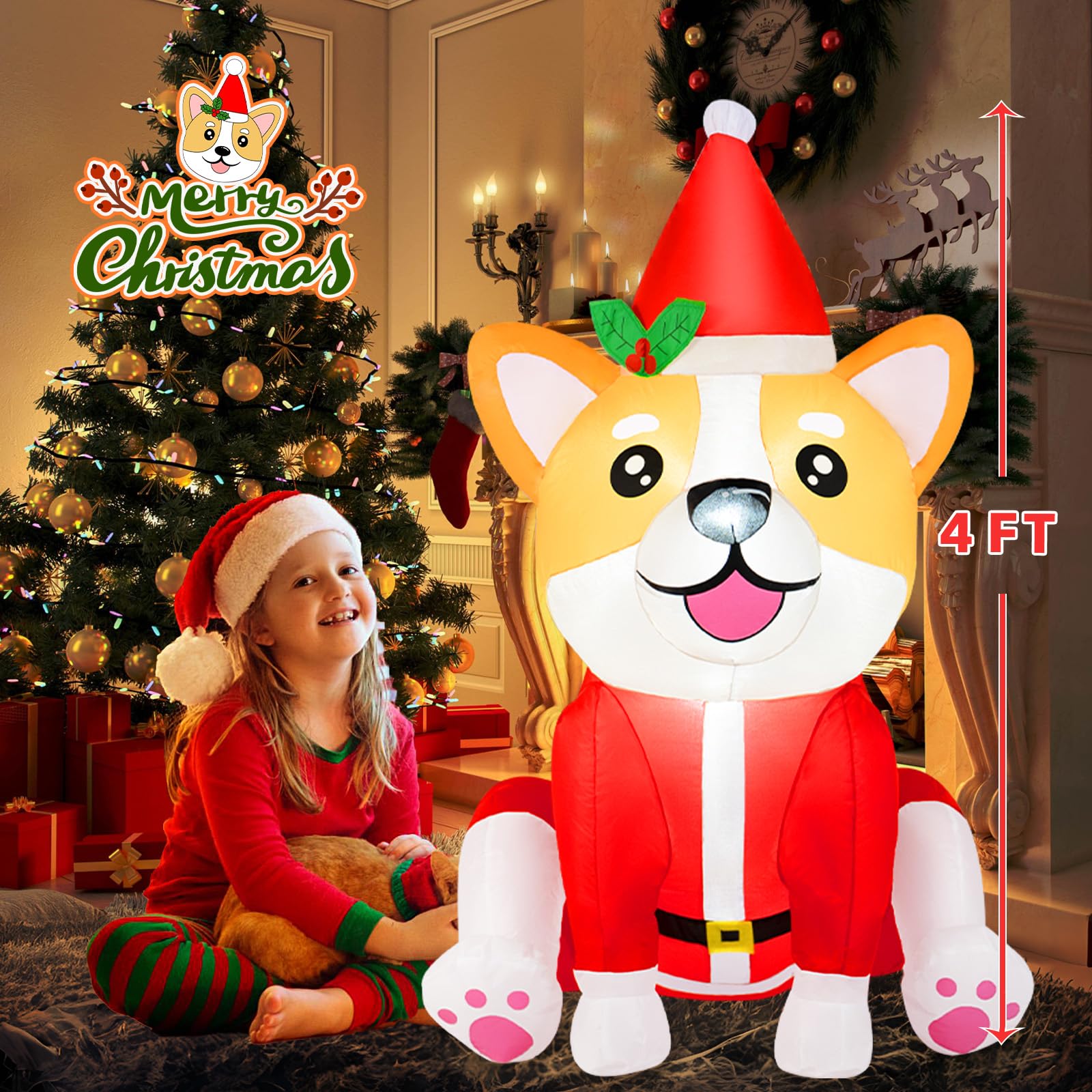 B&D inflatable next to front steps to show accurate 4-foot scale