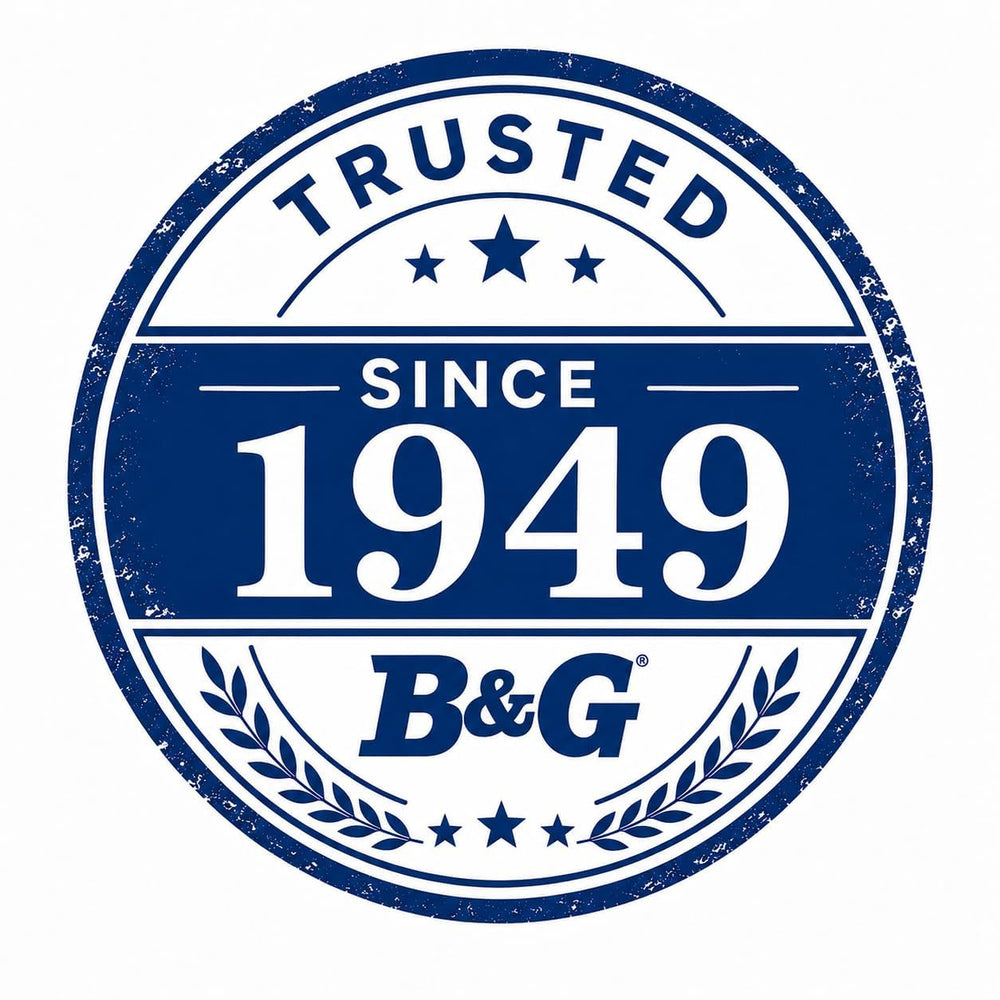 B&G label and Viton seals close-up highlighting chemical-resistant components
