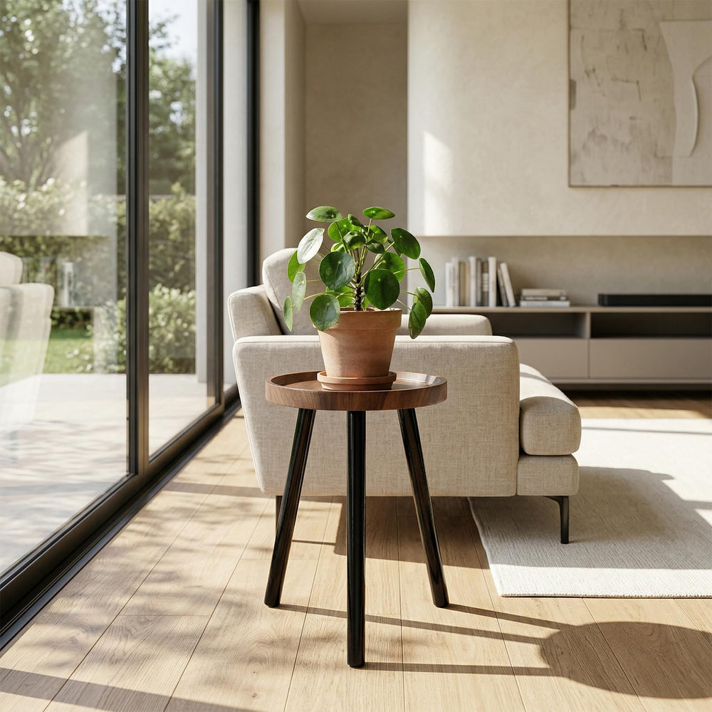 B BAMBERG styled in living room adding height and vintage aesthetic benefit