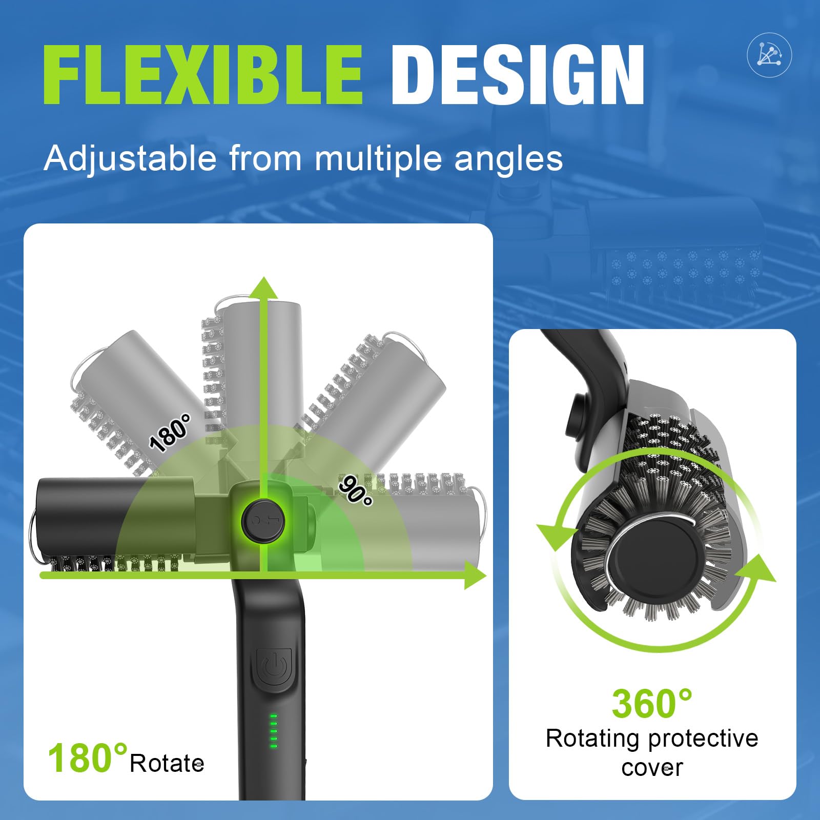 BabyNora electric brush in use on gas grill grates speeding up clean-up
