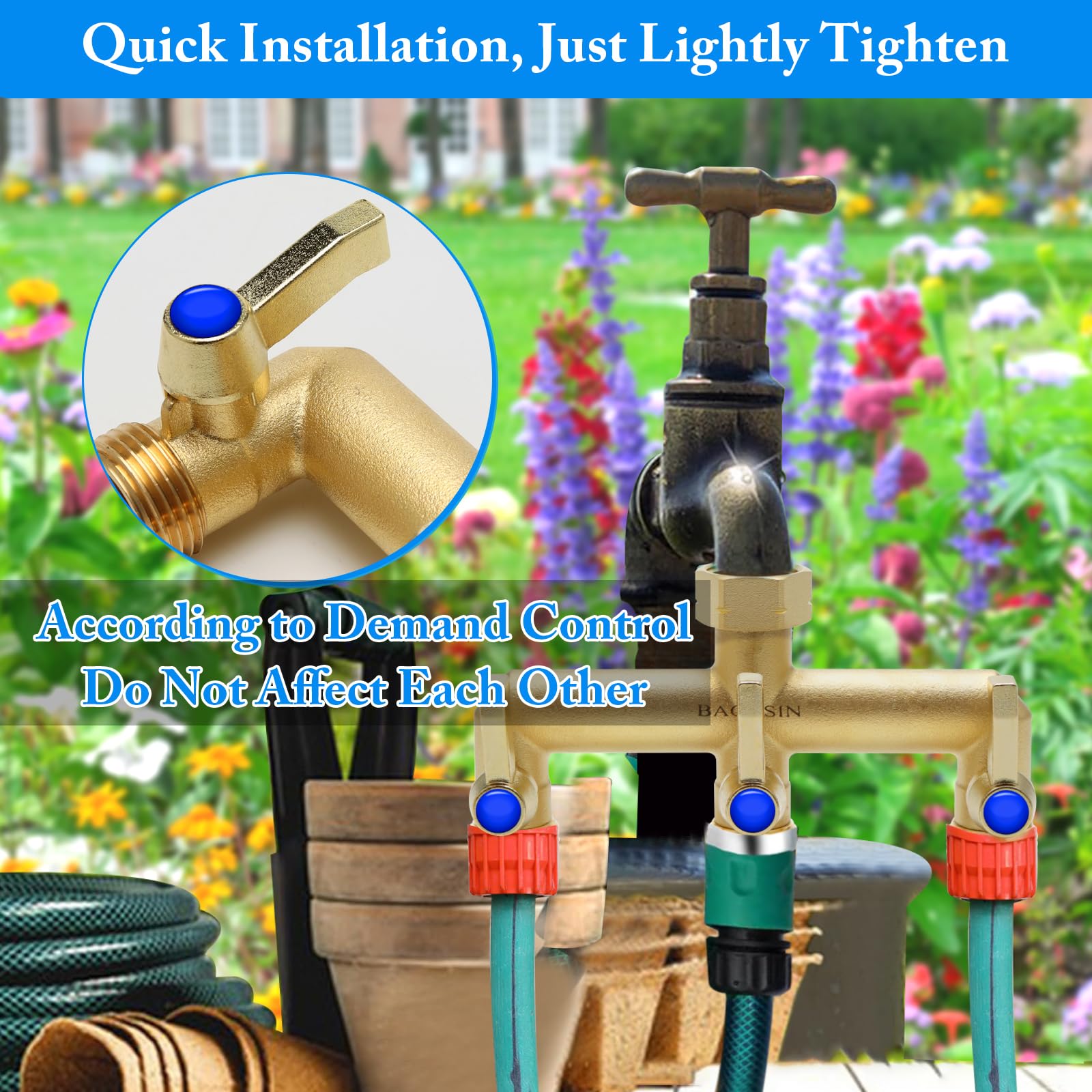 BACASIN attached to faucet scale showing compact size and easy installation benefit