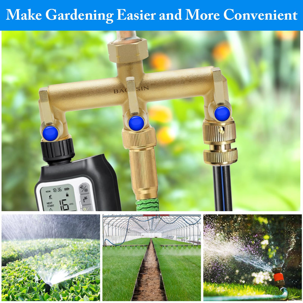 BACASIN in-use watering garden showing simultaneous hose connections for efficiency benefit