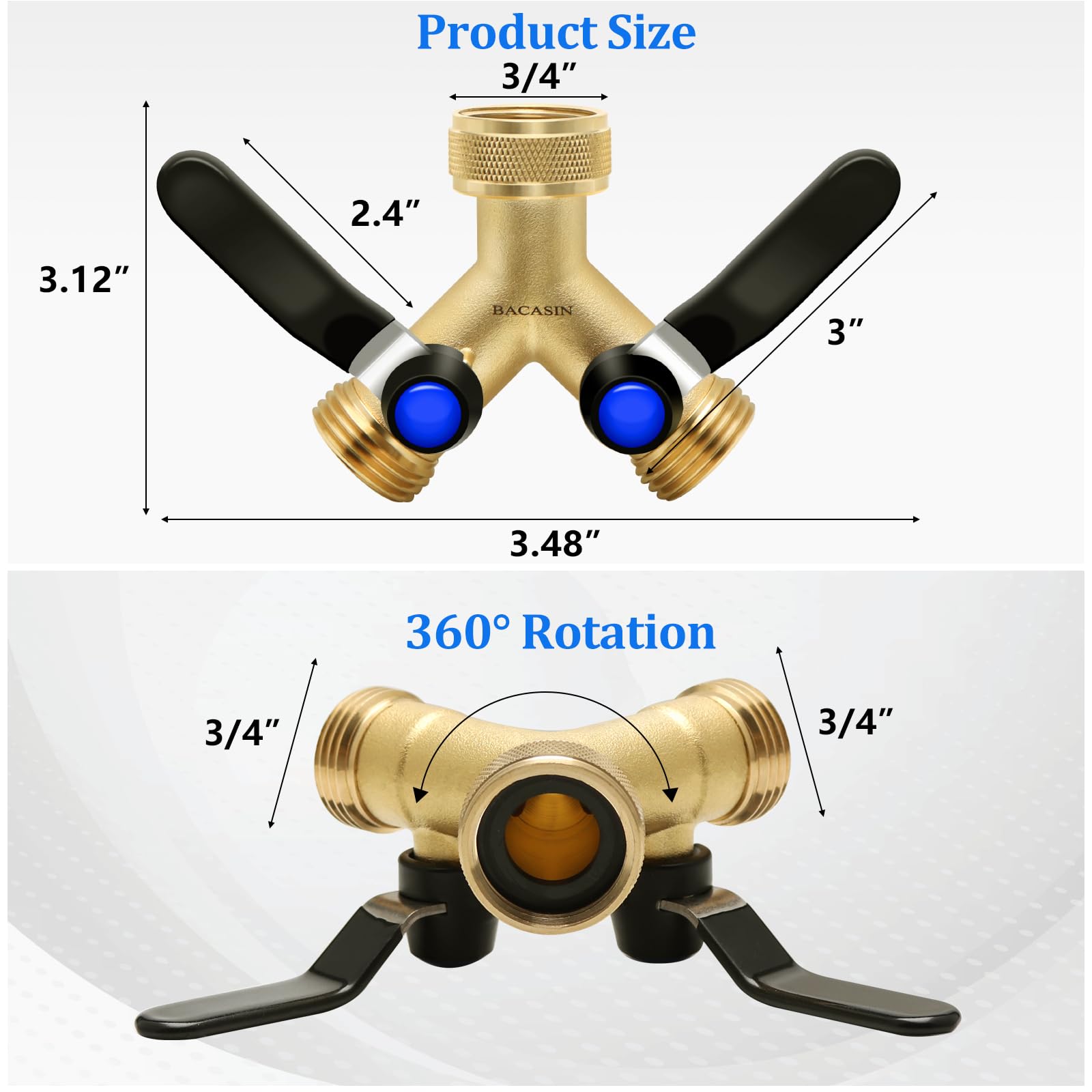 BACASIN lifestyle image of backyard watering with splitters enabling multi-hose use