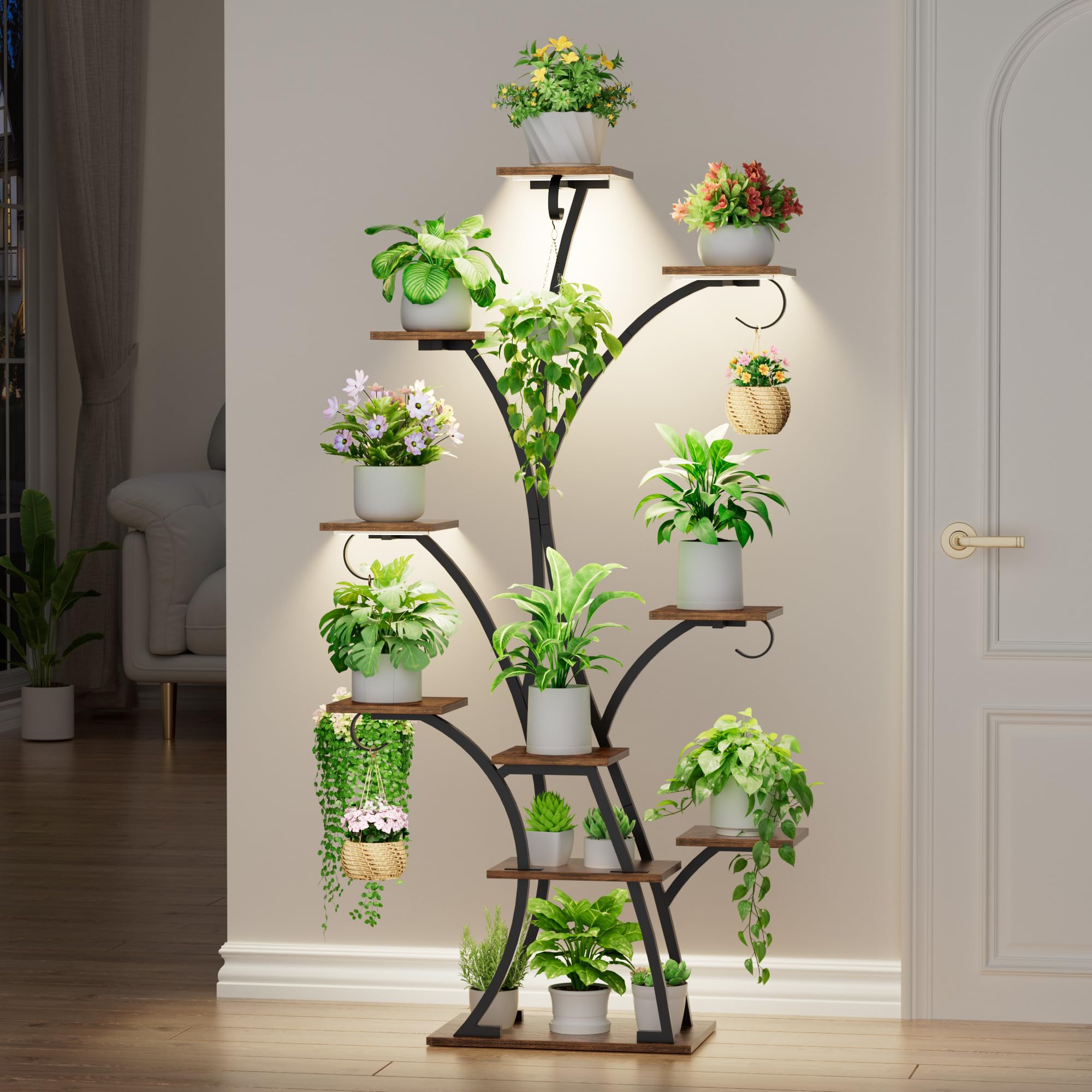 BACEKOLL close-up of full-spectrum grow light bar showing plant support