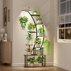 BACEKOLL front view of full 63-inch plant stand showing tiers and silhouette, enhances indoor greenery