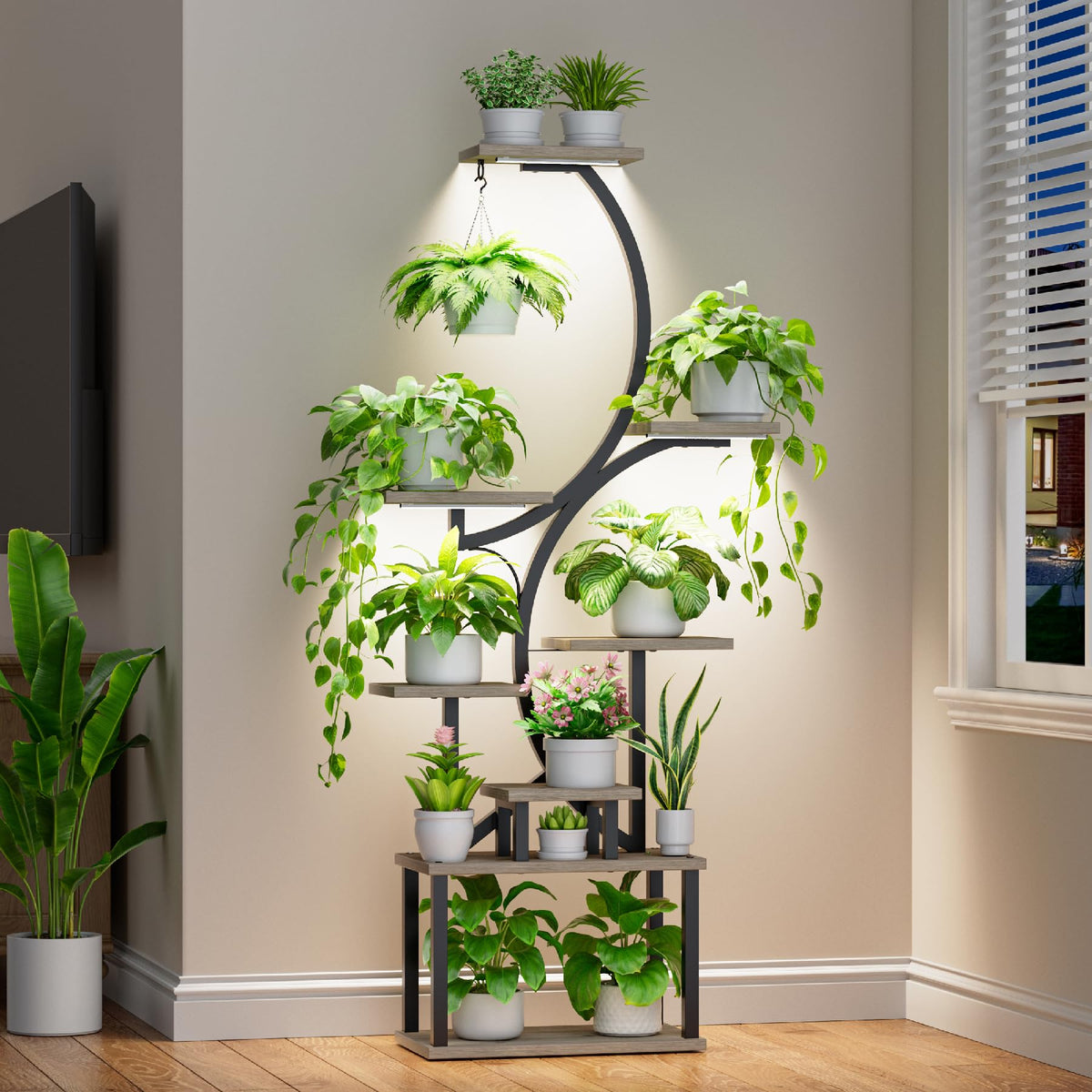 BACEKOLL front view of 8-tier plant stand showing organized display benefit
