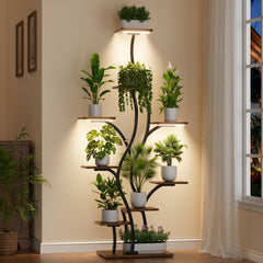 BACEKOLL front view of corner plant stand showing compact display benefit