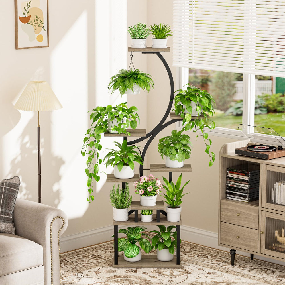 BACEKOLL hook with hanging plant demonstrating space-saving display