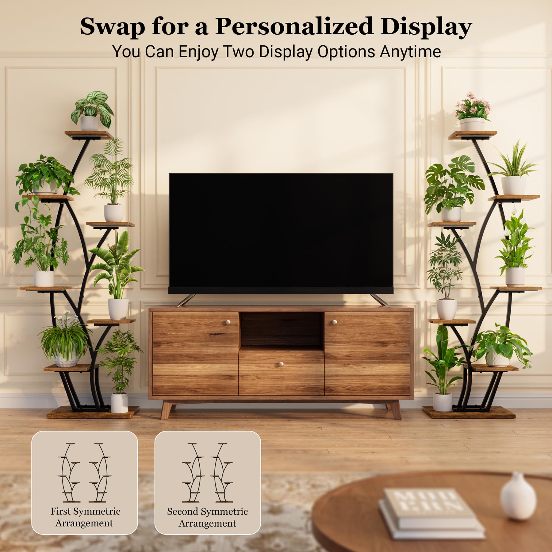 BACEKOLL in-use corner display with multiple plants enhancing room organization