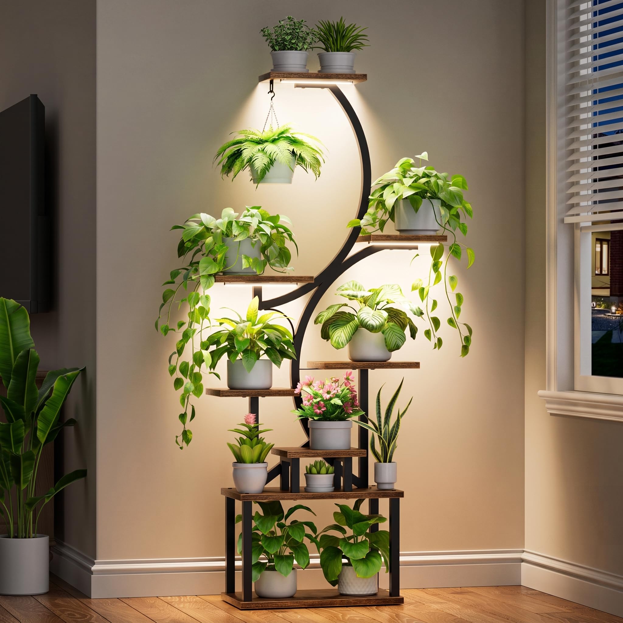 BACEKOLL front view of 8-tier plant stand showing vertical display benefit