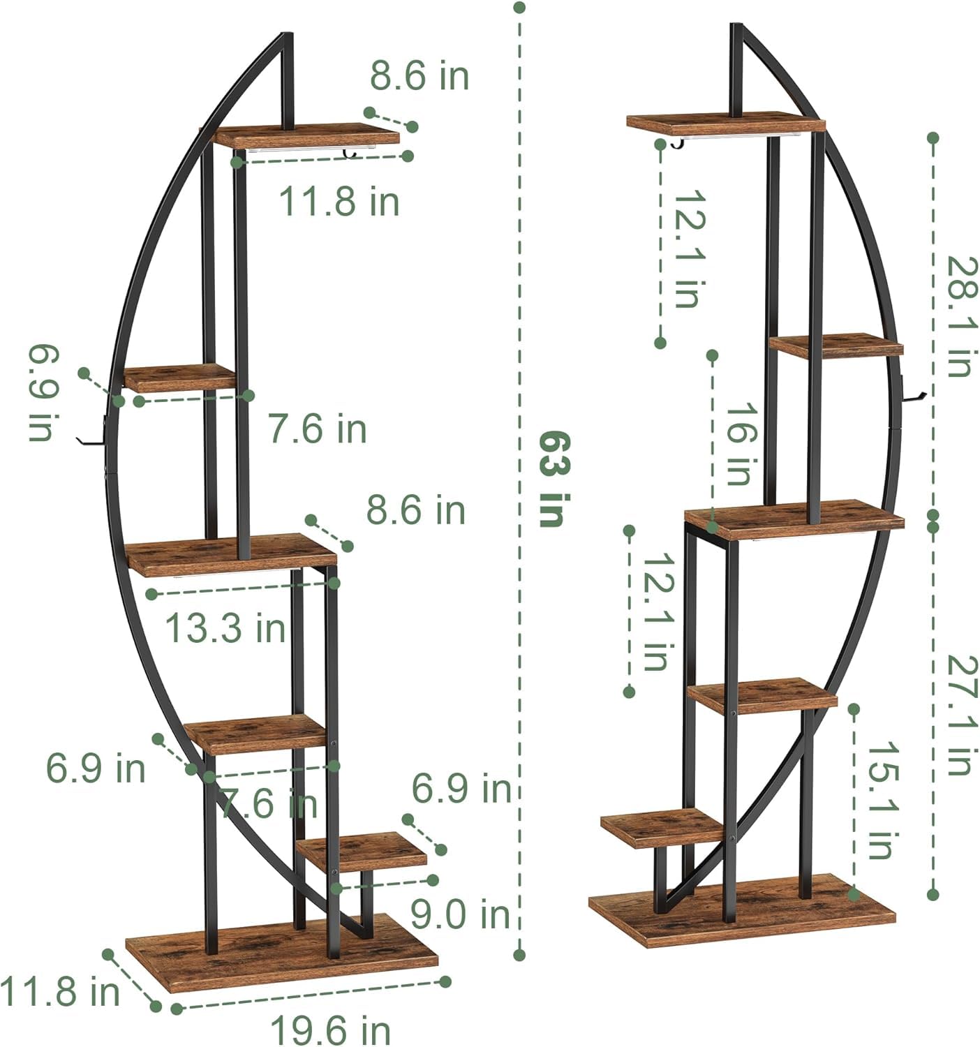 BACEKOLL plant stand beside medium pots showing height and scale for common indoor plant sizes