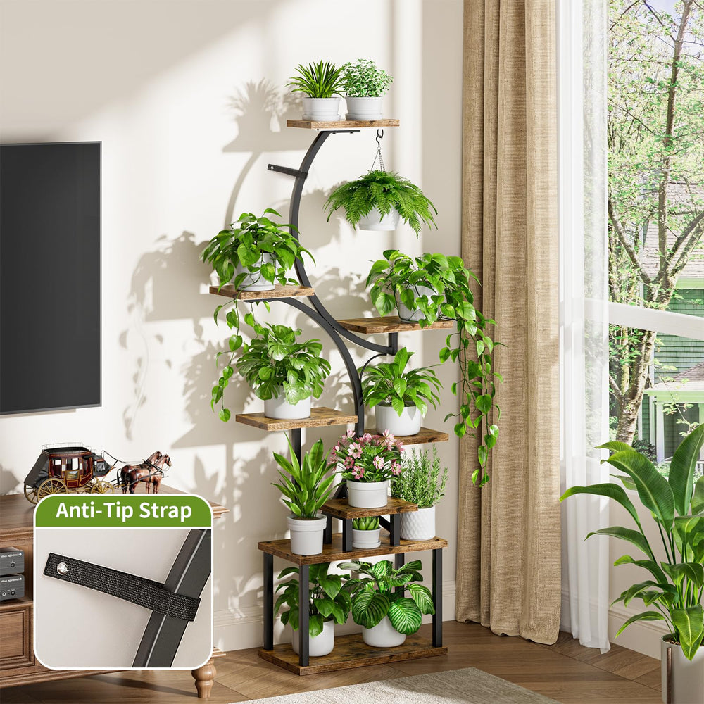 BACEKOLL plant stand beside sofa showing 62-inch height scale benefit