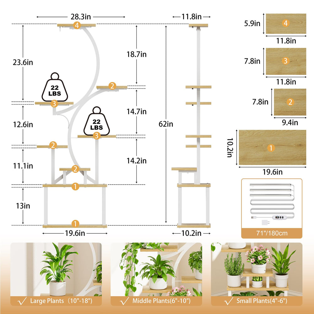 BACEKOLL plant stand with pots showing scale and how many plants it can hold