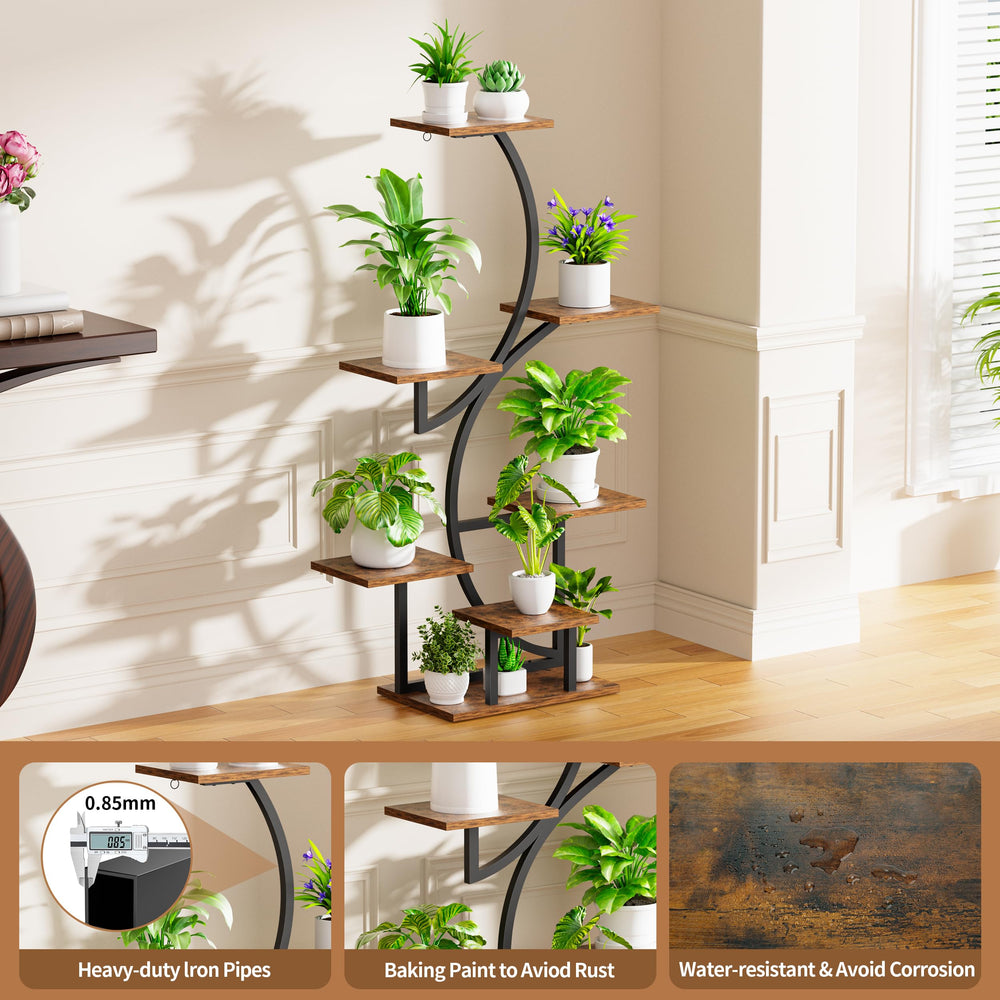 BACEKOLL shelf styled in living room creating decorative plant focal point